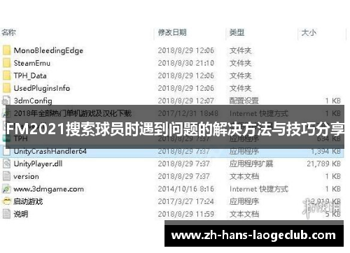 FM2021搜索球员时遇到问题的解决方法与技巧分享